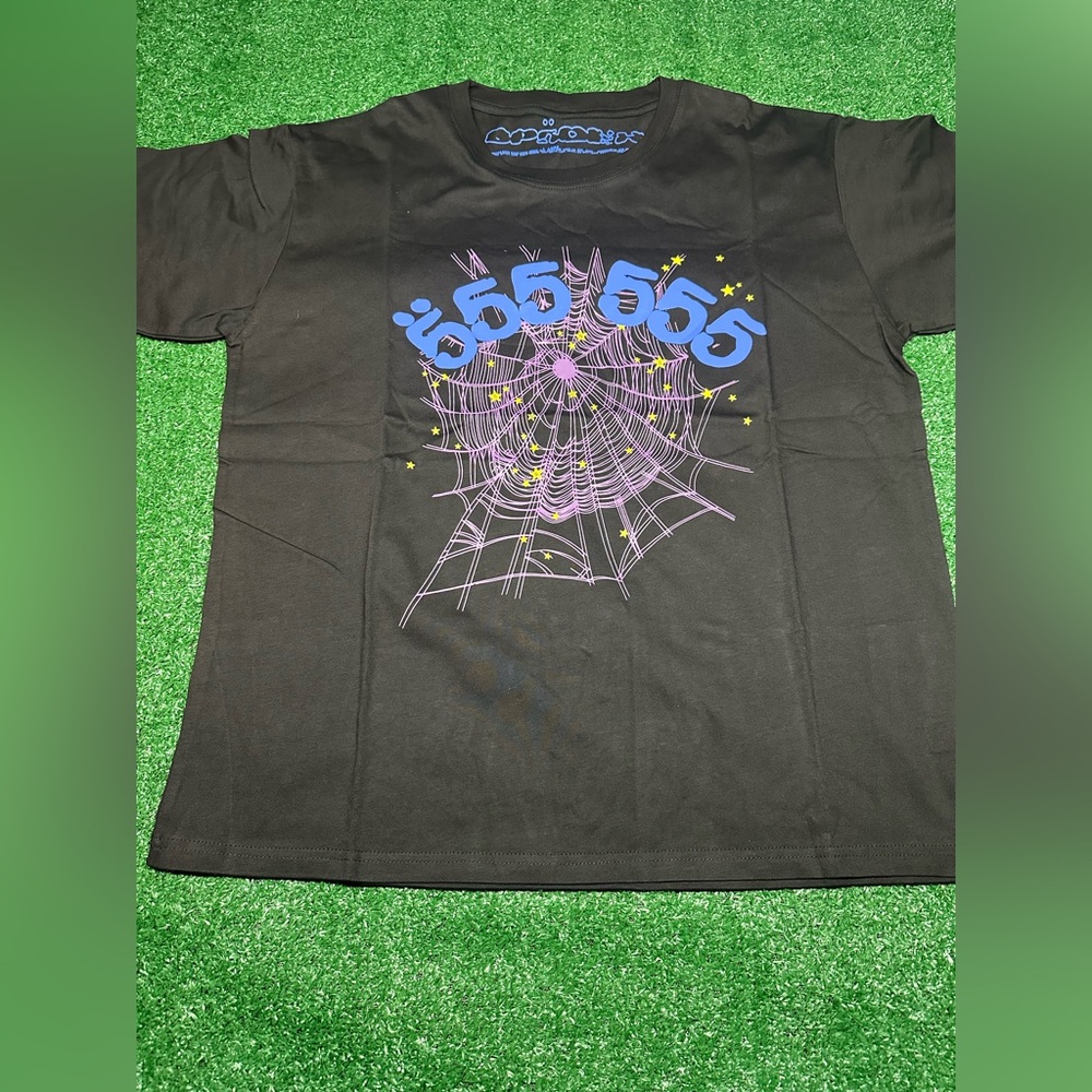 Black Graphic Tee with Purple Design